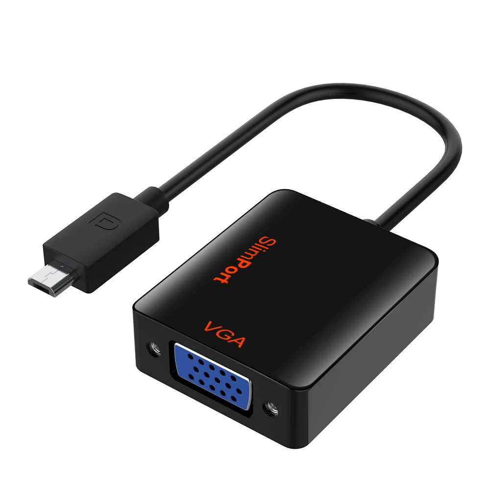 1080P Micro USB HDMI к VGA адаптер Мужской к Famale конвертер Кабель-адаптер Micro-USB мощность для samsung LG Xiaomi huawei - Цвет: black