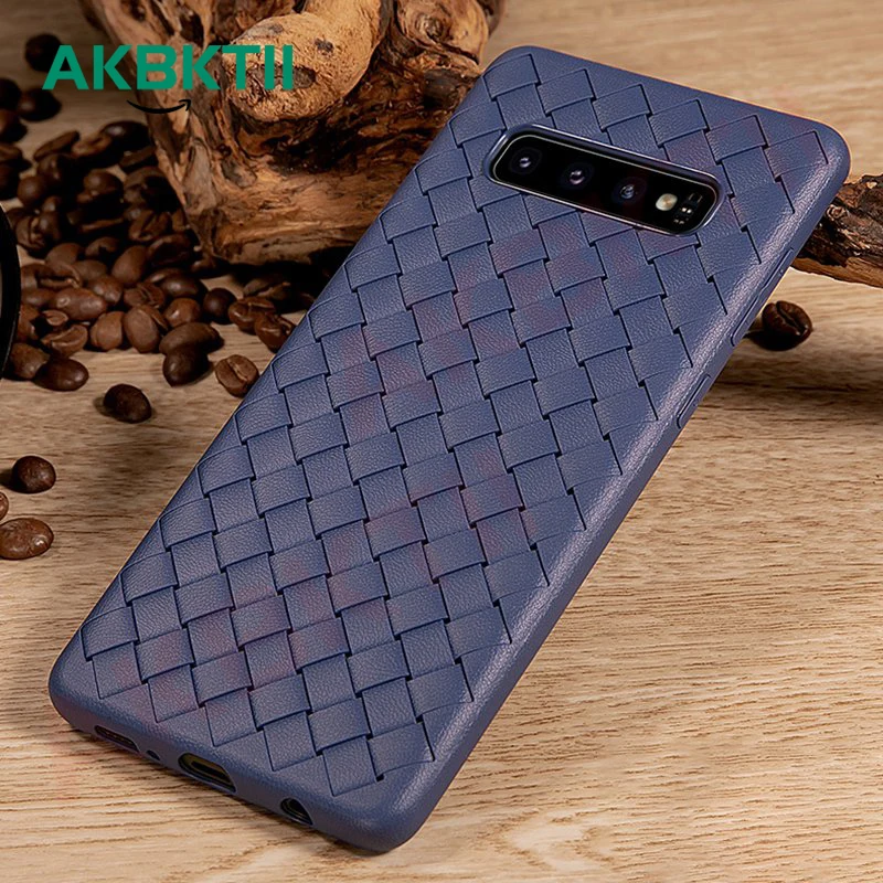 

AKBKTII Super Soft Phone Case for samsung a50 case Galaxy S10 Plus Luxury Grid Weaving Case s8 s9 Note9 Radiating Silicone Cover