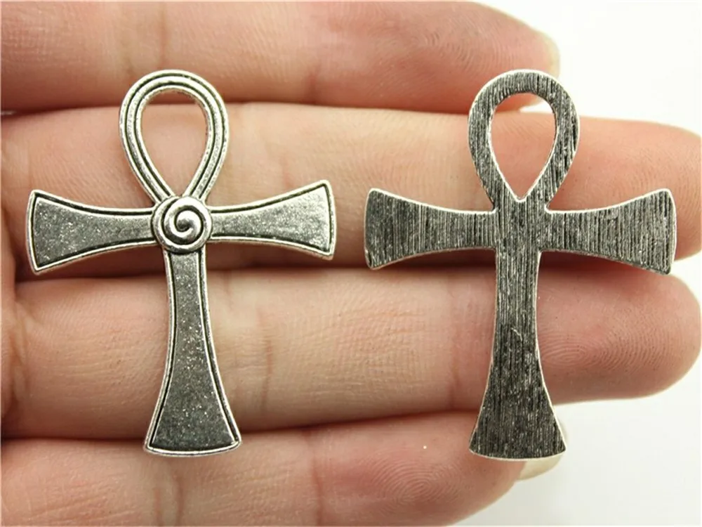 8 шт./лот, подвески Ankh Cross, античный серебряный цвет, подвески Ankh Cross, подвески для браслетов, подвески Ankh Cross - Окраска металла: B10314-41x33mm