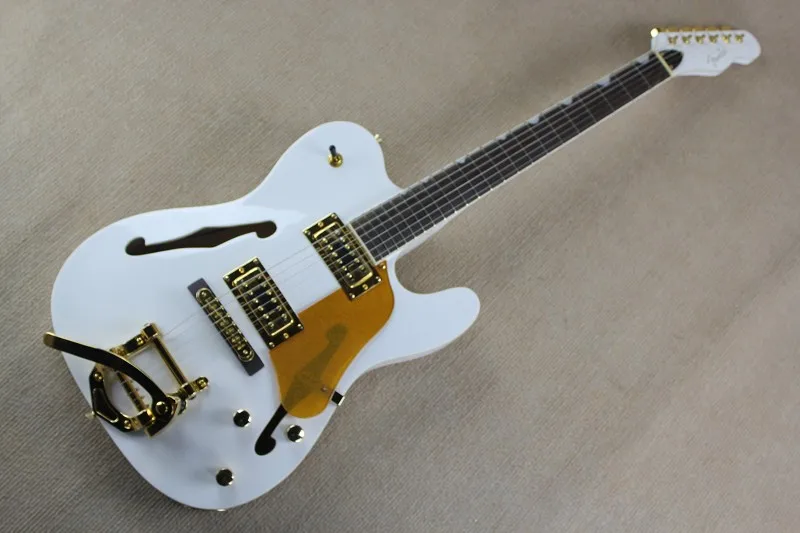 

Factory Custom TL Semi Hollow Body Guitar Jazz telecaster Electric Guitar with Bigsby Golden Hardware 917