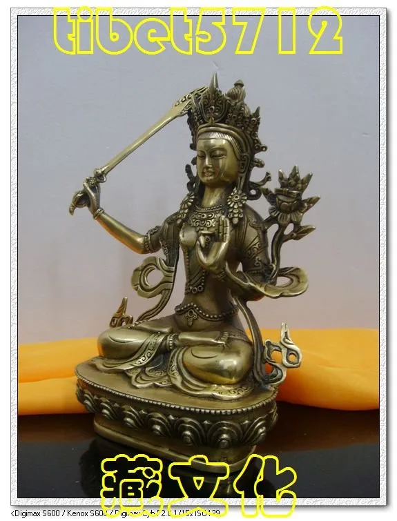 Коллекционные товары под старину из Непала, Тибета буддийская из бронзы статуя Будды Манджушри 20 см бронзовая отделка Будда целебная статуя