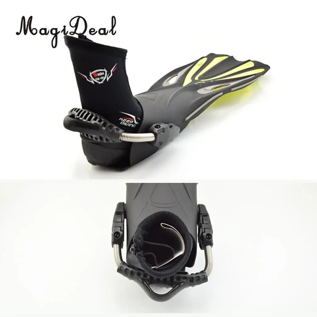 MagiDeal Unisex 5mm Premium Neoprene Hi Top Wetsuits Zipper Boot Diving Boots Water Sports Snorkeling Booties Shoes Black