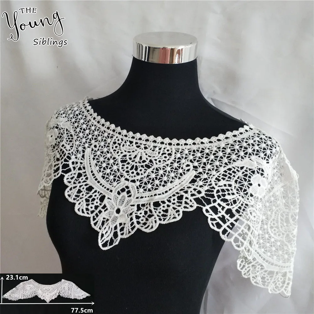 

New arrive white Knitted Lace Collar Hollowed-Out Strapless Shawl DIY Embroidered Hollow Lace Neckline Wedding dress Accessory