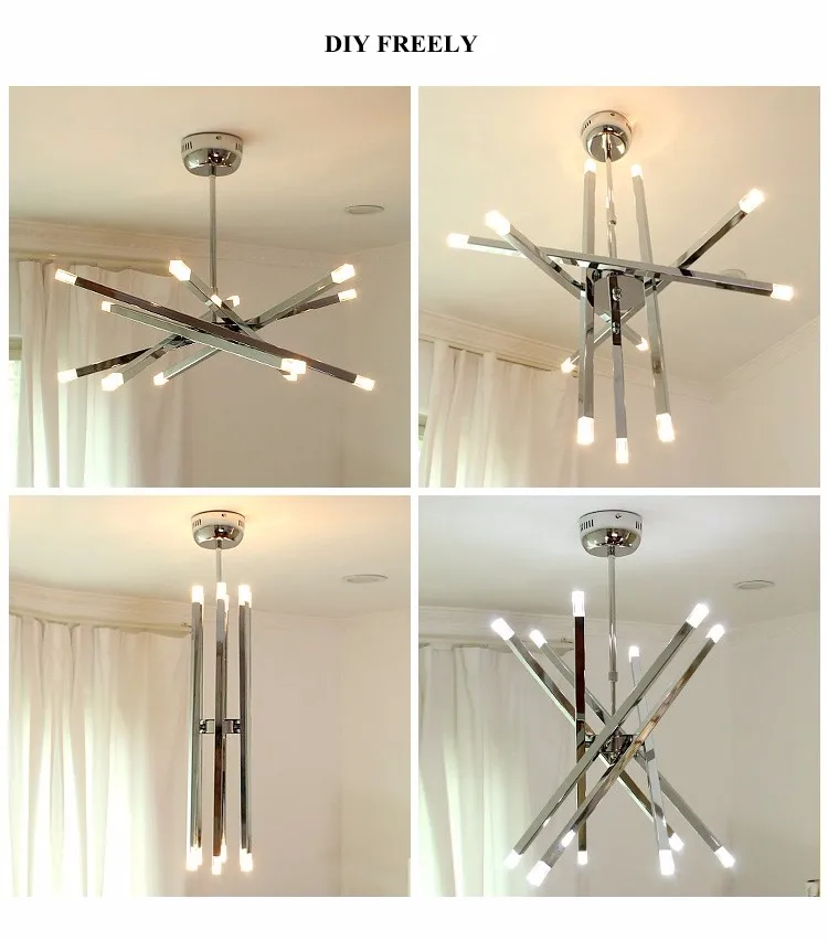 12 Lights Modern Chrome Rod Star Stainless Steel Pendant Lamp Ceiling Hanging Fixture for Home Office Living Room Shop Decor (13)