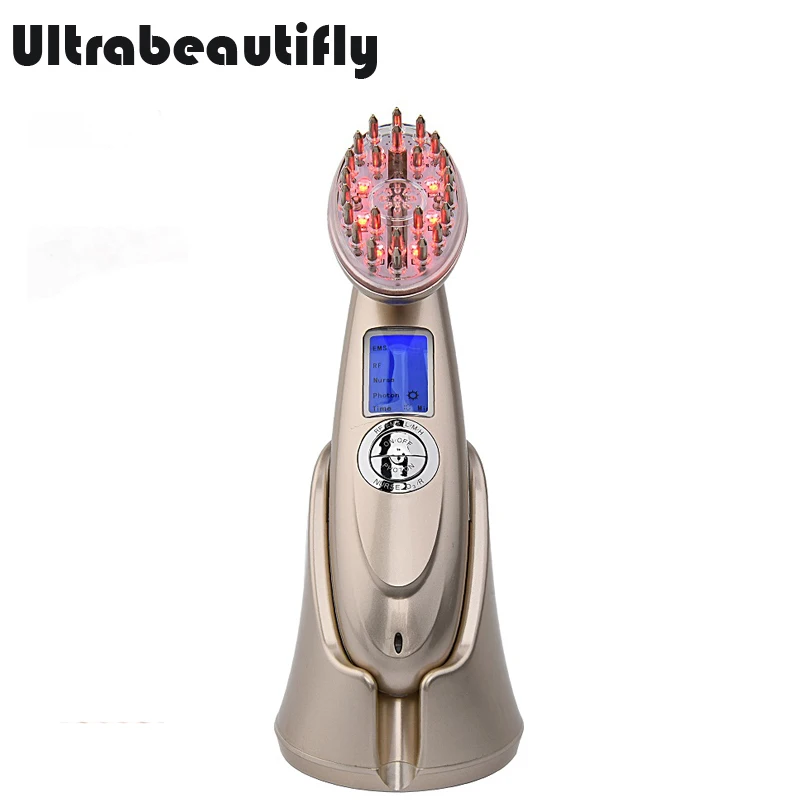 Electric Hair Scalp Follicle Stimulator RF EMS Ozone Hair Nurishing Anti Hair Loss Treatment Hair Regrowth Comb Massager Machine