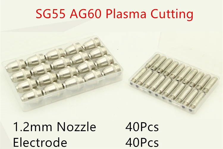 AG60 SG55 CUT60 LGK60 Electrode Plasma Cutter Torch Consumables Nozzle CUT 60 for AG60/SG55 Pilot Arc Welding Tools 80Pcs | Инструменты