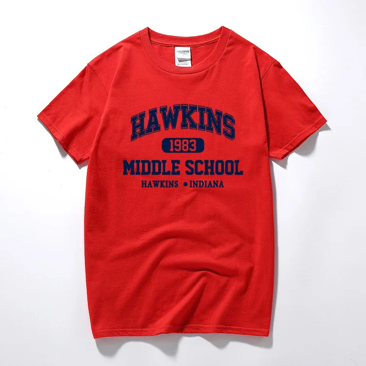 Странные Вещи Хокинс средней школы футболки с коротким рукавом футболки хлопок Джерси джоггеры