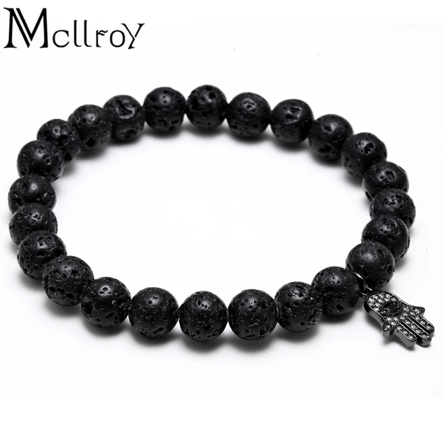 Mcllroy Beaded Bracelet Luxury Mens Bracelets Volcanic Rocks Stone Mcllroy Beaded Bracelet Luxury Mens Bracelets Volcanic Rocks Stone Stretch Fatima Hamsa Hand Of Mala
