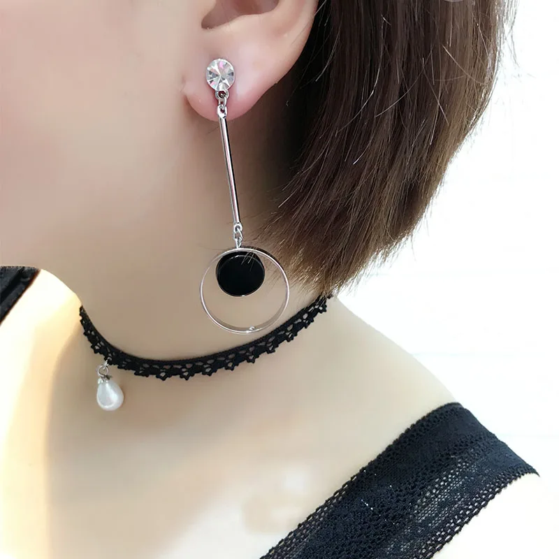 

Fashion earrings for women simple asymmetric circle earrings Europe United States long pendant earrings wholesale