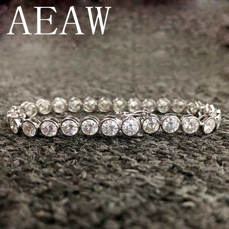 AEAW Lovely 6ctw Solid 14Kt Белое золото DF 3,5 ММ Циркон лабораторный алмаз свадебный ободок браслет для женщин день рождения ювелирные изделия подарок