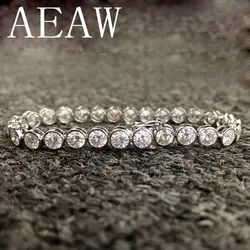 AEAW прекрасный 6ctw одноцветное 14Kt белого золота DF 3 мм Муассанит лабораторный Алмаз Свадьба ободок браслет для женщин день рождения