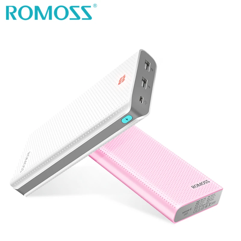 ROMOSS power bank 20000mAh Sense6 светодиодный резервный аккумулятор 18650 power Bank Box Внешнее зарядное устройство для телефона со скрытым светодиодный