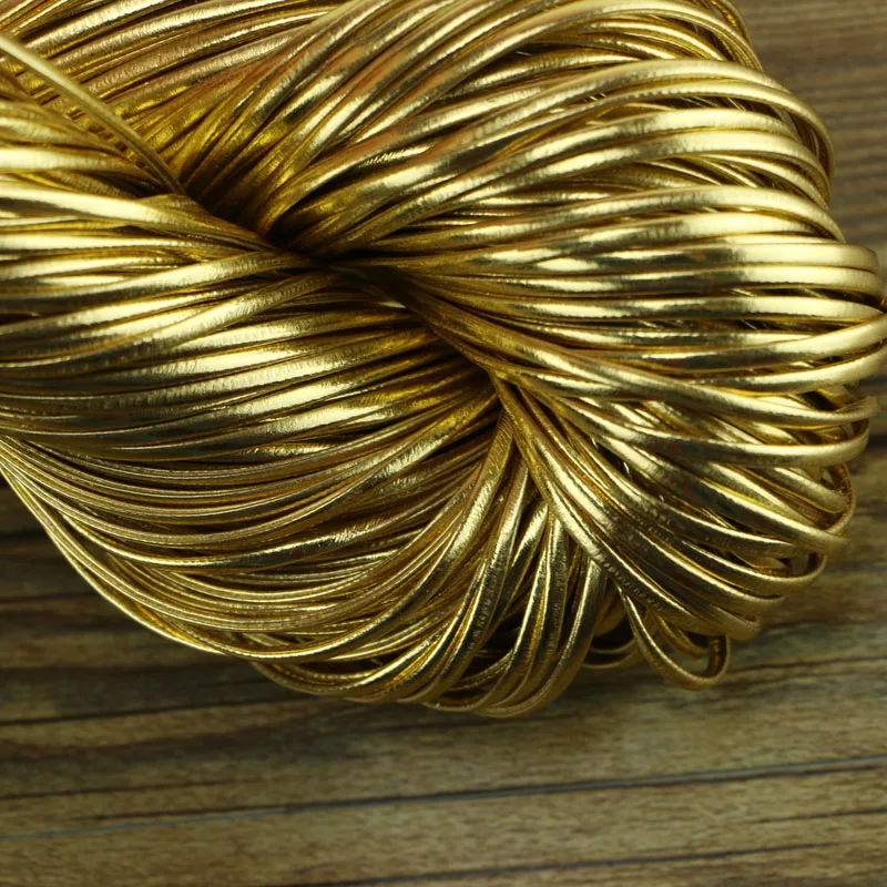 Round Gold PU leather rope 5 yards 1-2mm wire rope for DIY ROPE