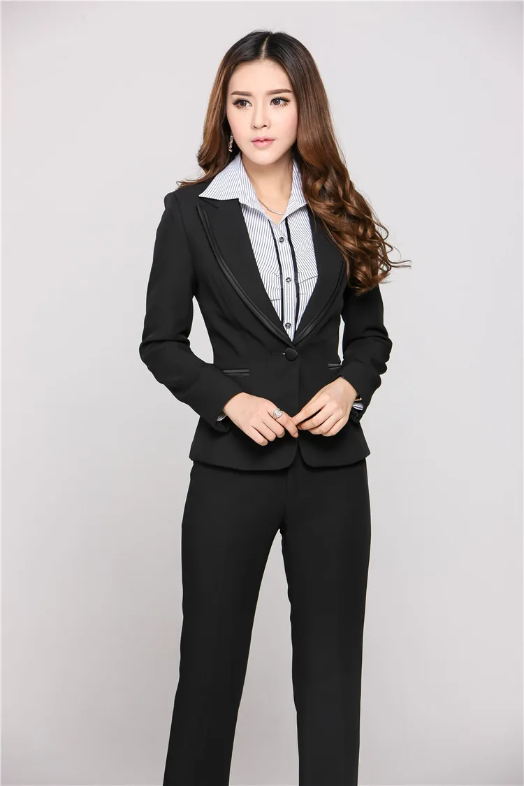 New Autumn Winter Formal PantSuits Women Suits with Pant and Top Sets Blazer Professional Office Uniform Style Plus Size