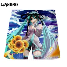 Модная Повседневная футболка в стиле панк для мужчин и женщин, Детская гитара, vocaloid Hatsune Miku, хип-хоп, спортивные пляжные тренировочные брюки в стиле Харадзюку, шорты, A68