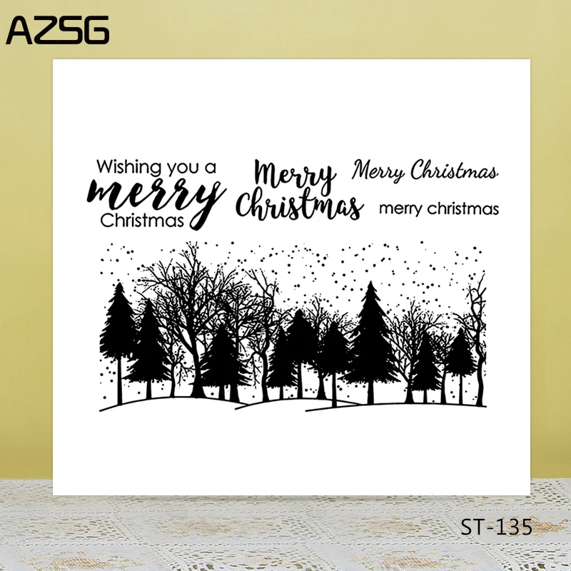 

AZSG Merry Christmas Pine Snowflake Clear Stamps/Seals For DIY Scrapbooking Album Decorative Rubber Silicone Stamp Crafts