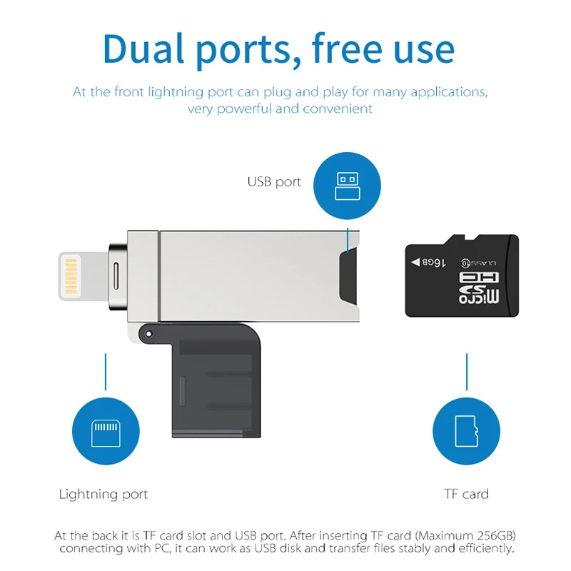 DM CR008 Lightning Micro SD/TF OTG Card Reader USB 3.0 Memory Mini Cardreader for iPhone 6/7/8 Plus iPod iPad OTG Card Reader DM CR008 Lightning Micro SD/TF OTG Card Reader USB 3.0 Memory Mini Cardreader for iPhone 6/7/8 Plus iPod iPad OTG Card Reader