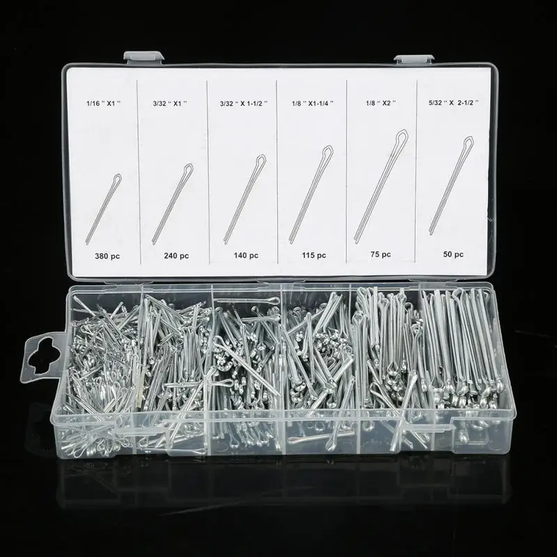 1 Set Fastner Cotter Pins Tool Replacement Silver Industrial Assortment Kit 