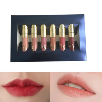 

2017 Hot Sale And Free Shipping BEAUTY GLAZED 6Pcs/Set Matte Long-lasting Waterproof Lipstick Lip Gloss Makeup Tools