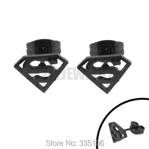 

Free Shipping! Black Superman Earring Body Piercing Stainless Steel Jewelry Trendy Motor Biker Earring Studs SJE370135