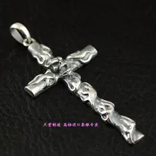 925 Чистое серебро Подвеска Крест с черепами