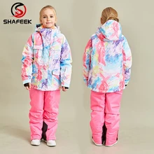 SHAFEEK/детская одежда Зимний лыжный костюм ветрозащитные 5000лыжные куртки+ штаны, детская зимняя одежда для девочек на открытом воздухе-20-30 градусов