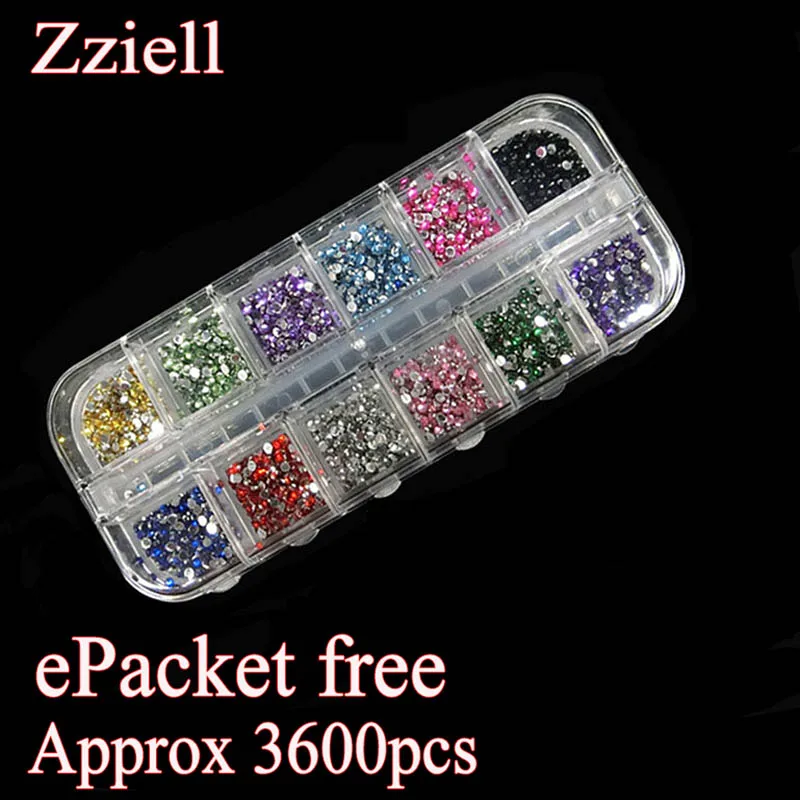 

Approx 3600pcs Mix Size Color Rhinestones Nail Decoration Round Colorful Glitters With Hard Case DIY Nail Art Decorations