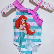 Цельный купальник для девочек от 2 до 8 лет, детские купальники в полоску для девочек, новинка года, летние купальные костюмы для девочек K318-CGR1