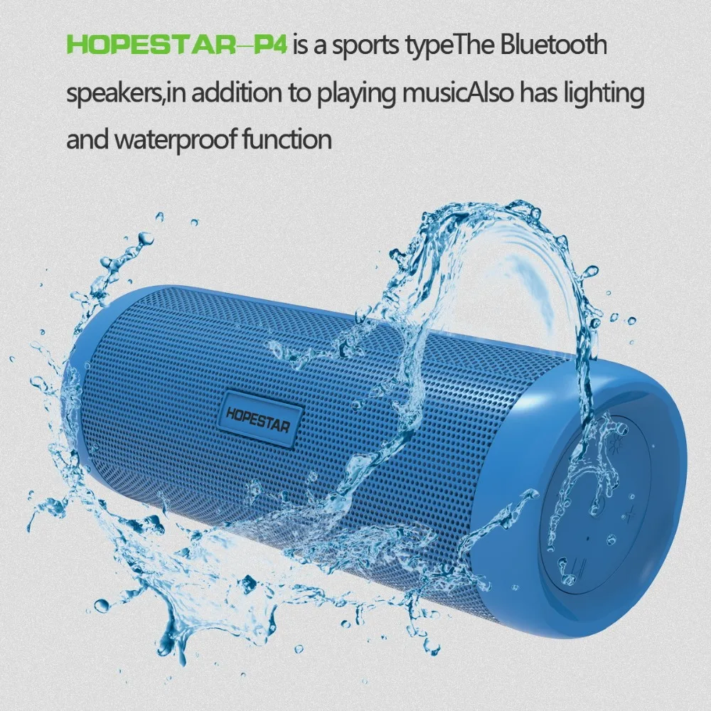 HOPESTAR P4 водонепроницаемый bluetooth динамик беспроводной портативный сабвуфер поддержка TF FM для Xiaomi с внешним аккумулятором фонарик