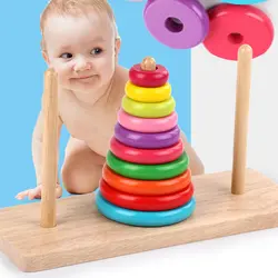 Классические игрушка для раннего развития-10 колец Башня Ханоя деревянные математические головоломки игра мозг Игрушка Головоломка-Башня