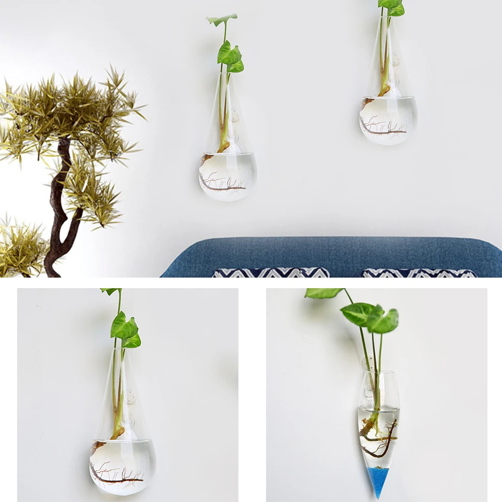 Необычные настенные подвесные стеклянные кашпо подвесной Террариум для растений цветочные горшки Ваза садовая прозрачная подвесная гидропонная ваза в форме капли