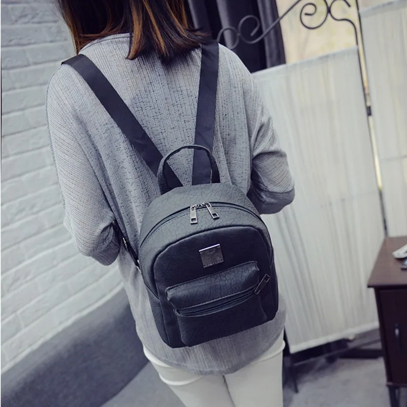 

2017 Women Tote Shoulder bag Pu Leather School Mini luggage travel backpack Women bags Female