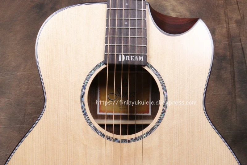 (With video) High End 38 Inch guitar With Solid Spruce top /Rosewood Body,Half cutaway Body,JD-M318SC