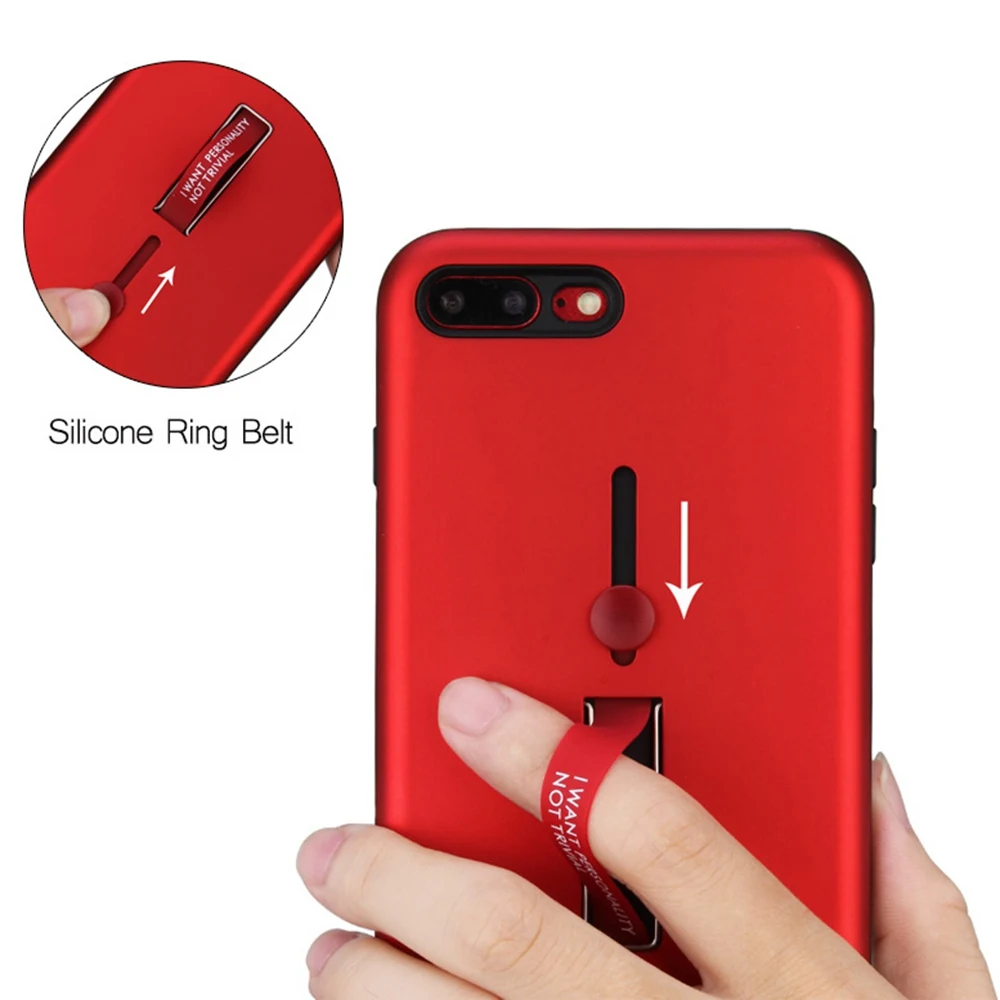ASTUBIA For iPhone 7 Plus Case For iPhone 8 7 6Plus X Case Silicone Slim Stealth Bracket Holder Ring Belt Cover For iPhone 6 7 8