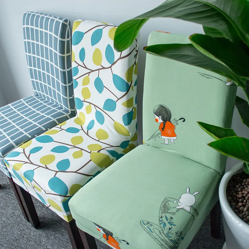 

Spandex Elastic Printing Dining Chair Slipcover Modern Removable Anti-dirty Kitchen Seat Case Stretch Chair Cover for Banquet