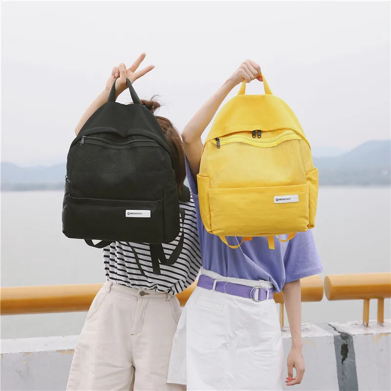 Menghuo Simple Style Net Backpack Women Backpacks for Teenage Girls School Bags Fashion Vintage Solid Leisure Book Bag Mochilas (61)