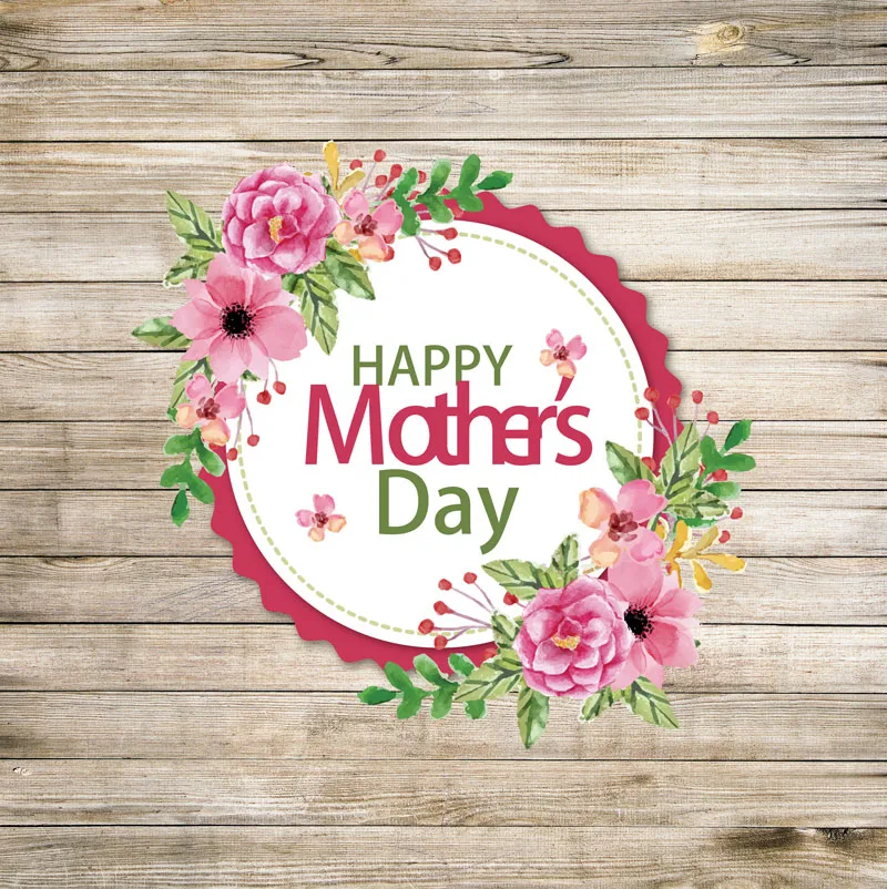 

NeoBack Happy Mother's Day Backdrop Wood Flower Custom Photography Backdrops Studio Shoots