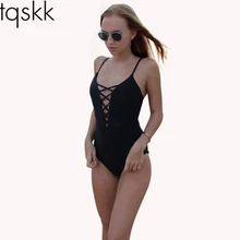 Tqskk сексуальный купальник цельный купальник Женские Бразильские Купальники для плавания Монокини Пляжная одежда принт бандажный купальник