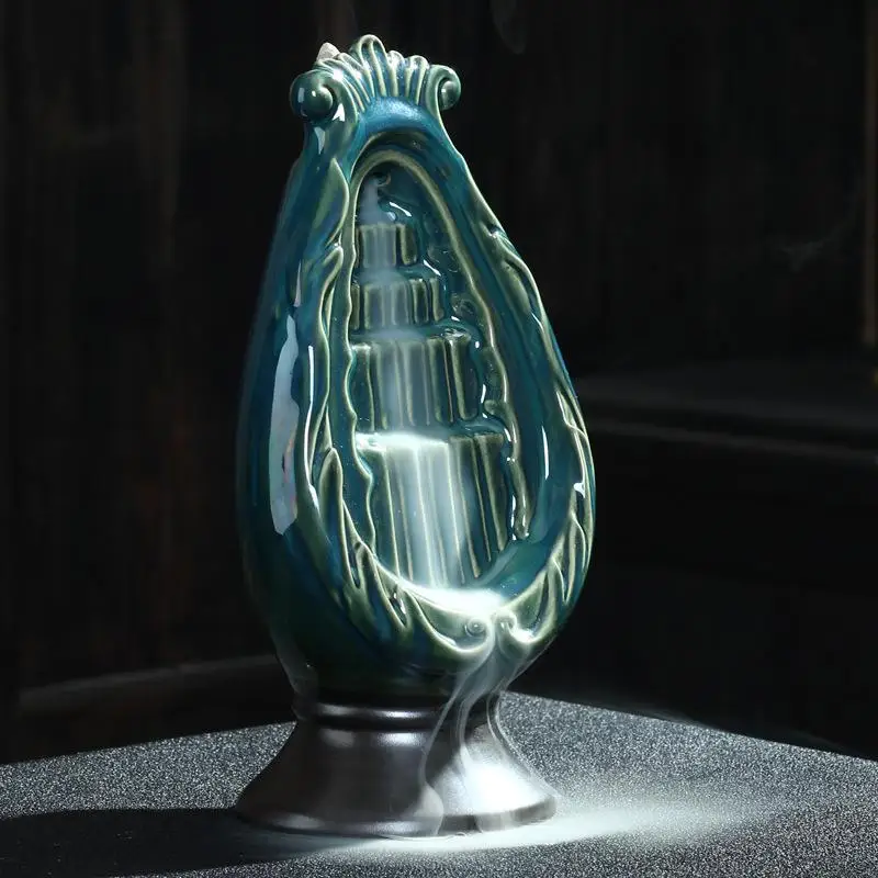 

Smoke Waterfall Incense Censer Backflow Incense Burner Ceramic Aromatherapy Furnace Mountain River Handicraft Incense Holder