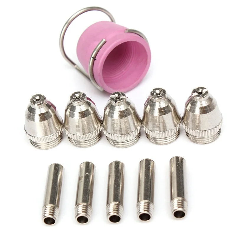 

12PCS Plasma Cutter Consumbles Torch Tips Electrodes Ceramic Shield Cups Guide Ring Cutting Torch Parts for AG60 CUT40/50/60A