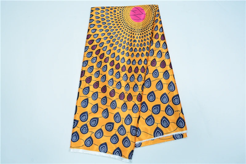 LIULANZHI Анкара принты ткань желтый цвет африканский атлас ткань дешевая цена Индии шелковые ткани 5 ярдов за лот NLL20-43