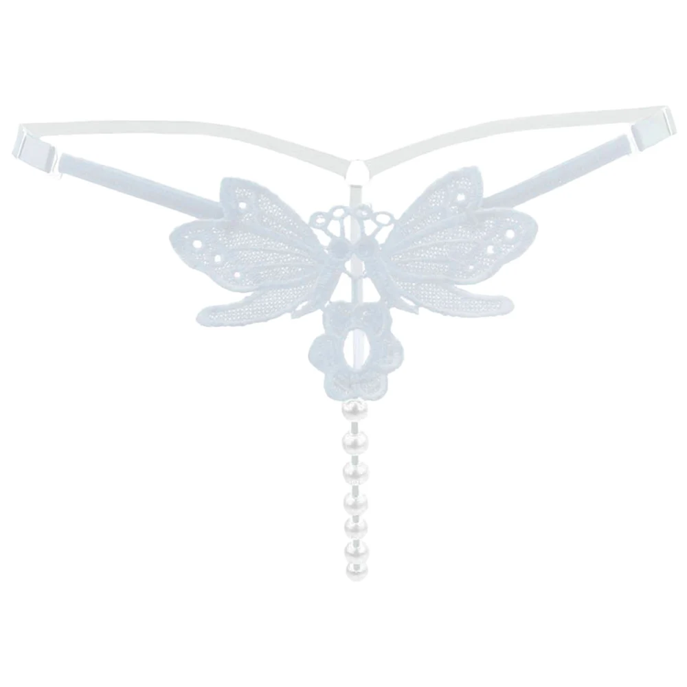 

New Women Sexy Low Waist Butterfly Embroided Thong G String Underwear With Pearl