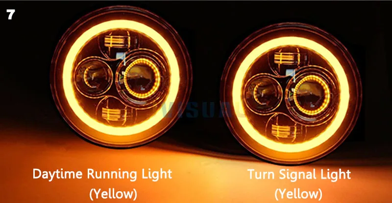 7 ''круглый с Halo светодиодный головной светильник H4 Высокий Низкий 6000K 7 дюймовый светодиодный светильник для Jeep Lada Niva Toyota UAZ 4x4 внедорожный - Цвет: Yellow and Yellow