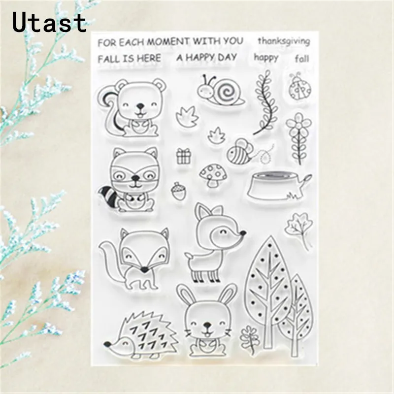 

Rabbit Squirrel Tree Clear Silicone Stamps /Transparent Rubber Stamp for DIY Scrapbooking /Photo Album Decorative Craft Making