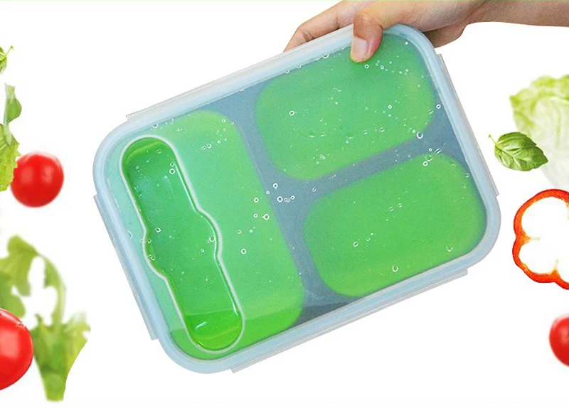 EPASUN силиконовая коробка для ленча 1100 мл Складная термо-коробка для еды складная детская печь Bento Box отсек переносной контейнер для еды