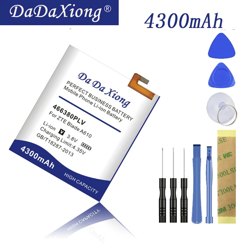 

Da Da Xiong 4300mAh 466380PLV Battery for ZTE Blade A610 A610C A610T BA610C BA610T cell phone Battery