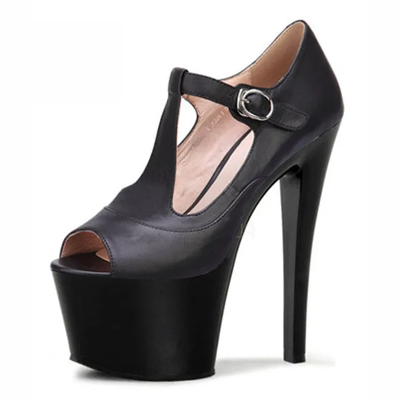17 cm high heels, American and European club shoes with big mouth size, sky-high high heels, banquet women's Dance Shoes