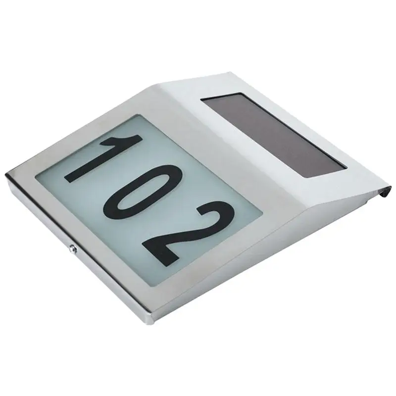 

2 LED Solar Address Sign House Number Stainless Steel Solar Powered Street Illumination Wall Lamp Alphanumeric Number Light