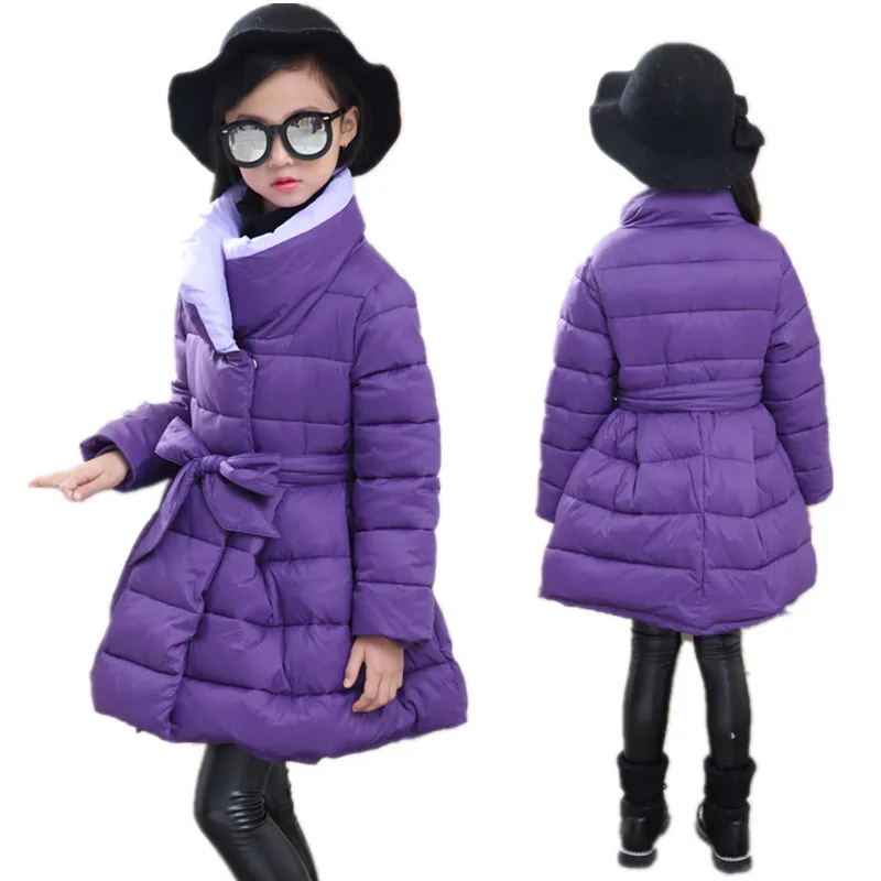 

2017 new fashion brand baby girls warm thick winter coat girls korean style belt down coat children's princess outwear 5-11y