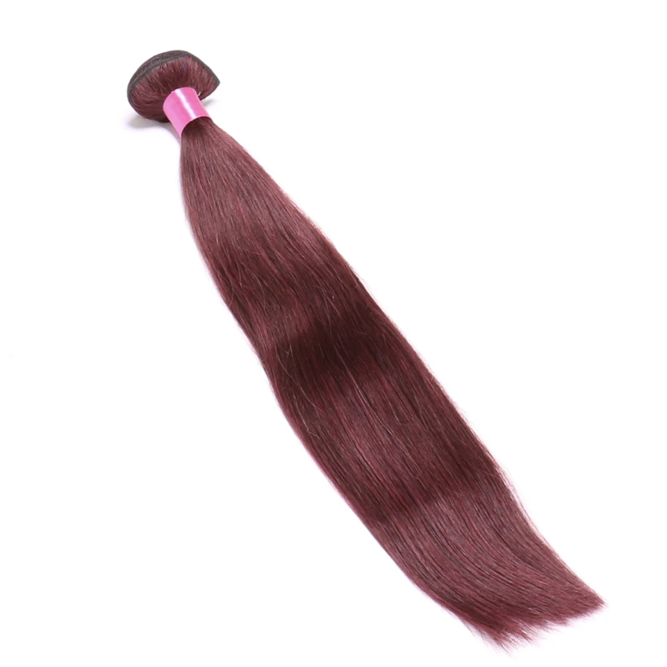 Chloe Pre-Colored Brazilian Straight Hair 99J Burgundy 3 Pcs/lot Colored Hair Bundles Non-Remy 10-26 Inches